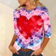 thumbnail image 4 of Xuyuer Womens Valentine T Shirts Love Heart Printed Graphic Tee Tops Spring Shirts Halloween Round Neck 3/4 Length Sleeve Graphic Tee Tops Fashion Casual Printed T-Shirt Top, 4 of 6
