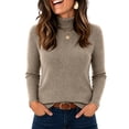 thumbnail image 2 of Womens Slim Fit Mock Neck Sweaters Ribbed Knit Long Sleeve Pullover Tops Casual Basic Underscrub Fitted, 2 of 5