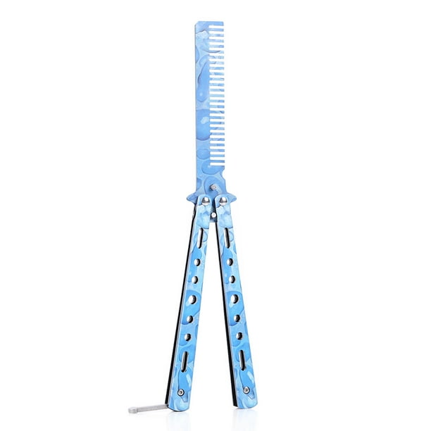 Peine Peine Cortador de entrenamiento de mariposa plegable, peine para el pelo, herramienta de práctica para campamento al aire libre (A)