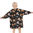 thumbnail image 3 of Brown Mushroom Pattern Black Pattern Blanket Hoodies for Kids 6-13YR Oversize Wearable Blanket Hoodies for Boys Girls Teens, 3 of 7