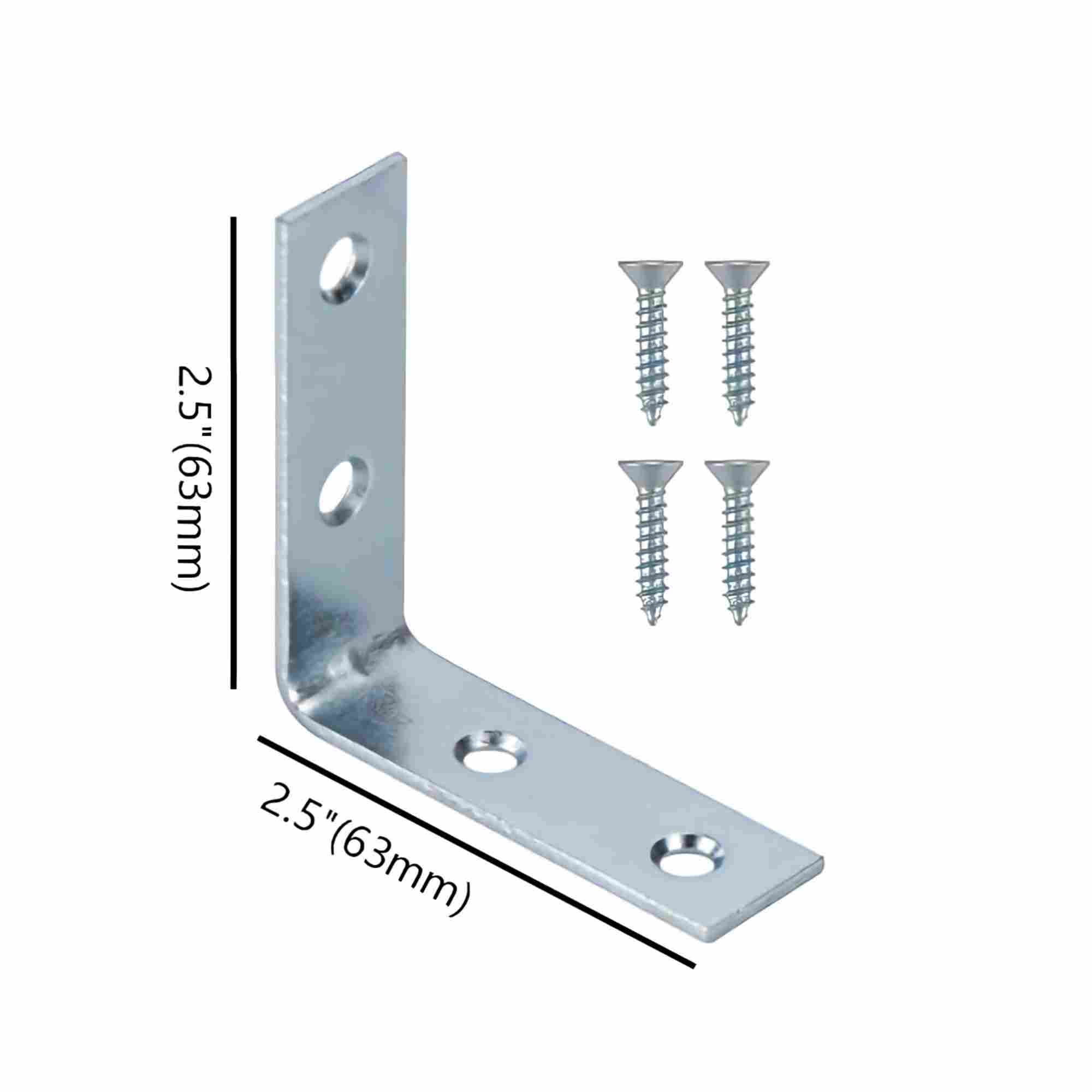 (2 pack) Hyper Tough 2-1/2 x 2-1/2 inch Corner Brace, Steel, Zinc Plated (4 Pack), mounting hardware included