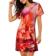 thumbnail image 2 of Picia Autumn Maple Leaves Pattern Women’s Nightdress – Casual Short-sleeved Loose-Fit Sleepwear, Soft Cotton Short-Sleeve Sleep Shirt for Relaxation & Comfort, 2 of 6
