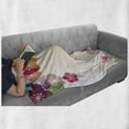 thumbnail image 6 of Floral Soft Flannel Fleece Throw Blanket, Abstract Cartoon Like Contemporary Japanese Art Flowers Ombre Colored Image, Cozy Plush for Indoor and Outdoor Use, 50" x 60", Multicolor, by Ambesonne, 6 of 6