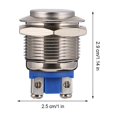 thumbnail image 2 of unbranded 2pcs 19mm High Waterproof Momentary Stainless Steel Metal Push Button (Silver), 2 of 8