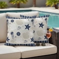 thumbnail image 2 of Outdoor Pillow Cover Dark Blue Starfish Shell Set of 2 Waterproof Throw Pillowcases Ocean Jellyfish Coral Stripe Decorative Patio Furniture Pillows for Couch Garden Indoor & Outdoor Use, 2 of 9