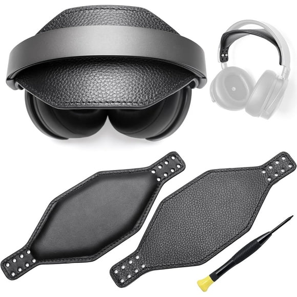 HLONK Super Wide Hexagon Genuine Leather Headband Strap with Foam Padding - Compatible with Audeze Maxwell Gaming Headset &amp; Audeze MM-100 Professional Headphone  Premium Double-Sided