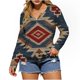 thumbnail image 3 of TaTaai Western Print Blouse Lightweight Soft Women's Fashion Retro Round Neck Long Sleeve Button Detail Loose Casual Spring Daily Wear Top Gift, 3 of 5