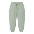 thumbnail image 3 of JJHGVB capris pants Cropped Pant Elastic Waist women's capris Wide Leg pantalones capri mid-calf length Slacks Straight Leg Pants pedal pushers for women gaucho pants for women Green 2XL, 3 of 5