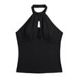 thumbnail image 4 of SwiftWear Women's Halter Neck Crop Tank Top Y2K Style Cut Out Lace Insert Sleeveless Trendy Going Out Casual Summer Tops, 4 of 6