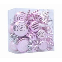 JeashCHAT Christmas Candy Ornament Set 18 Pcs Plastic Candy Cane/Candy/Lollipop/Ball Ornaments Hanging Pendant with Rope, Christmas Tree Decorations for Xmas Holiday Party