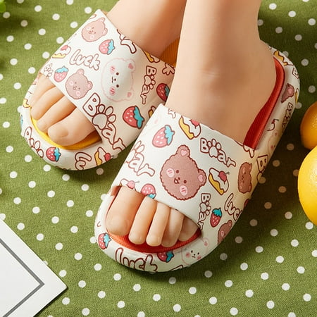 

NEGJ Children Toddler Boys Girls Cratoon Prints Water Sandals Slip Non-Slip Shower Bathroom Slipper Sandals 2-10 Y
