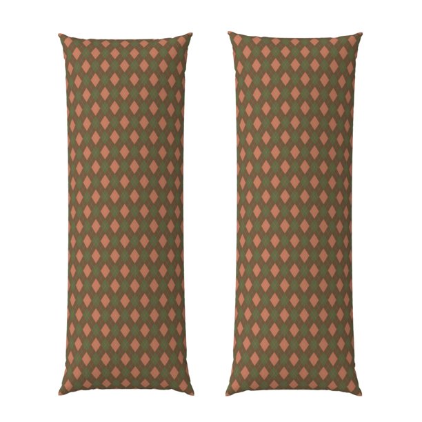 Balery Green and Pink Squares Funda Protectora para Almohada Corporal de Algodón Hipoalergénico con Cierre(55 x 21 pulgadas), Almohadas No Incluidas