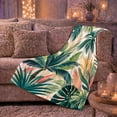 thumbnail image 6 of Tropical palm leaves botanical cream Flannel Blanket for bedroom sunroom living room reading nook Home Decor coastal greenery palm garden art Gift for plant lovers, 6 of 9