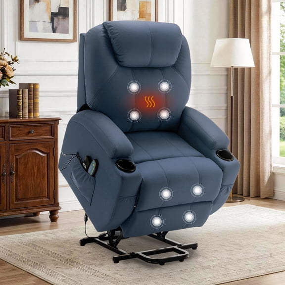 Korser Power Lift Recliner Chair for Elderly with Massage and Heat with Side Pocket for Living Room,Blue
