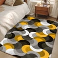 thumbnail image 4 of Yellow Black Wavy Area Rugs 3x5 ft Medieval Abstract White Grey Yellow Black Texture Washable Rug Non Slip Indoor Carpet Absorbent Floor Mat for Living Room Bedroom Dining Room, 4 of 9