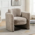 thumbnail image 2 of Modern Accent Armchair Barrel Chair, Unique U-Shape Chair Side Chair with Curved Backrest, Upholstered Single Sofa Chair Club Chair, for Living Room/Bedroom/Lounge, Warm Grey, 2 of 9