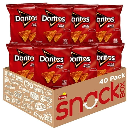 Doritos Nacho Cheese Flavored Tortilla Chips Snacks, 1 oz Bags, 40 Count Multipack