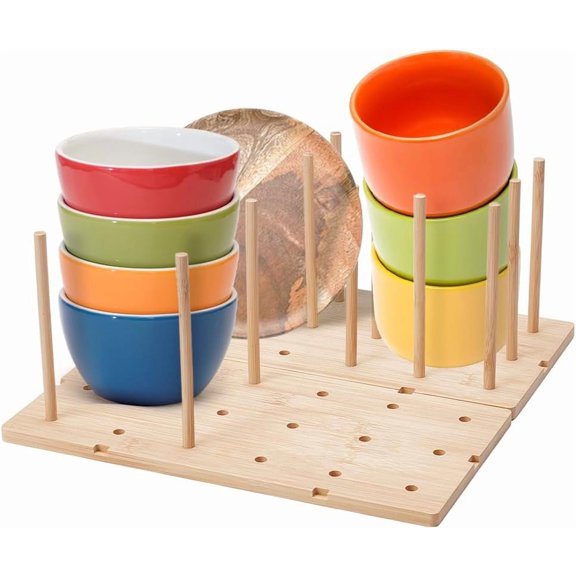 2 Pcs PegBoard Drawer Organizer 11.8x5.9 Inch Bamboo Wood Peg Board System with 24 Pcs Pegs Peg Drawer Organizers for Dishes Plate Pot Container Cookware Utensil Kitchen White