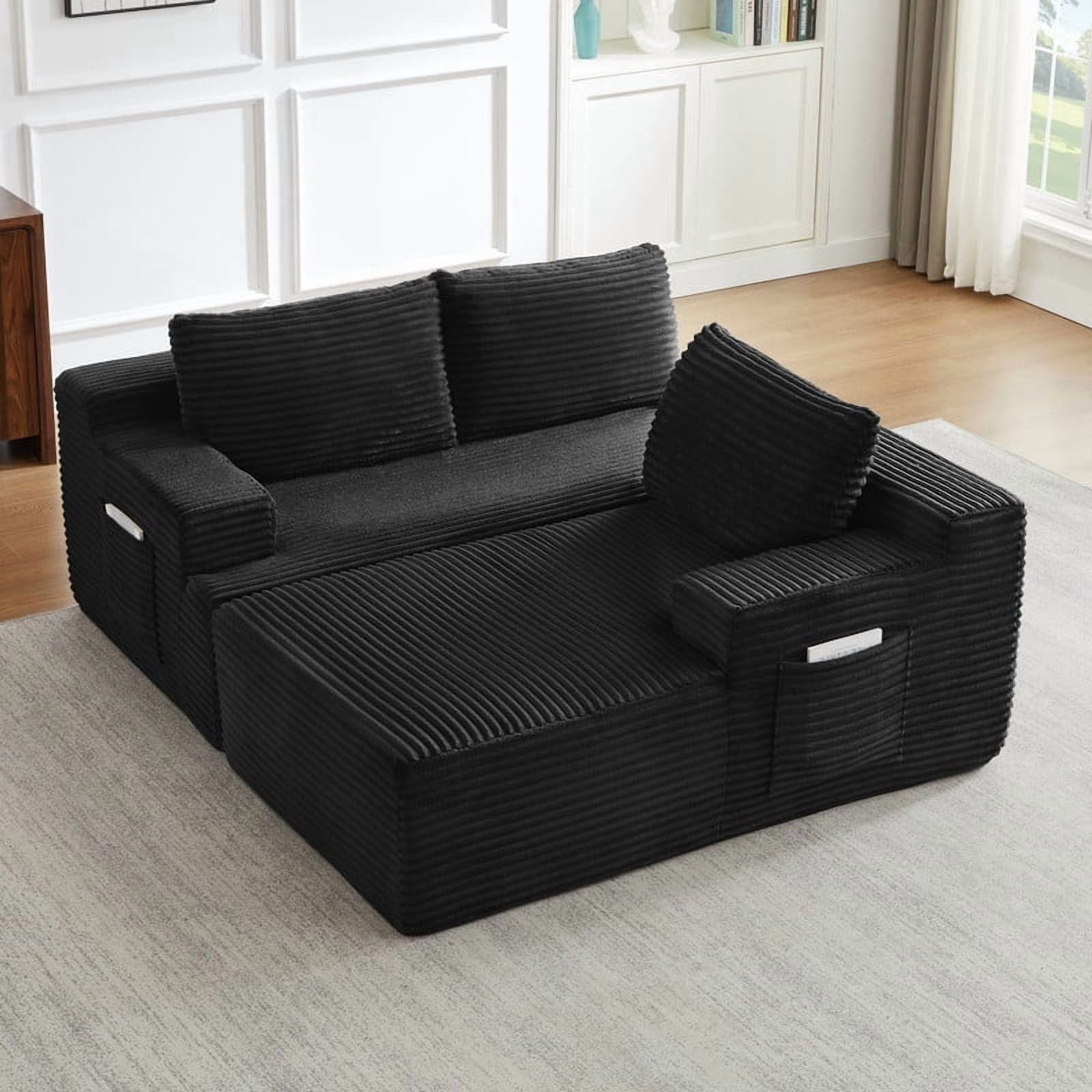 L-Shaped Cloud Sectional Sofa with Deep Seat, Modular Sofa Couch with Chaise for Living Room Apartment, No Assembly Required, Right Facing