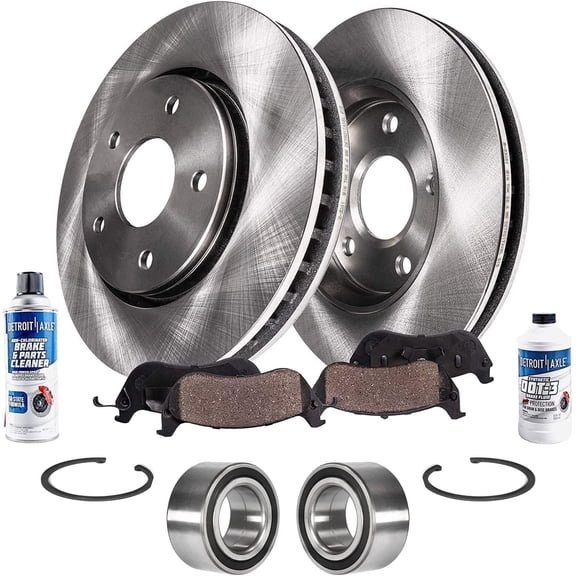 Detroit Axle - 8pc Front Brake Kit for 2013-2016 Honda Accord, Disc Brake Rotors Ceramic Brake Pads w/Hardware Wheel Bearings 2014 2015 Replacement:  11.54" inch Rotor