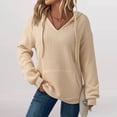 thumbnail image 3 of Audhol Sweatshirts for Women Trendy, 2025 European and American Hooded Ribbed Long Sleeved Sweatshirt Top Hoodie Comfrt Hoodie Khaki M, 3 of 5