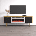 thumbnail image 3 of Goldie WH-EF Floating Fireplace TV Stand for TVs up to 75", Modern High Gloss 65" Entertainment Center, Wall Mounted Electric Fireplace TV Media Console with Storage Cabinets, 3 of 8