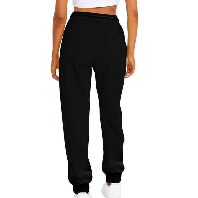 YYDGH Yoga Sweat Pants for Womens Baggy Loose Workout Running Sweatpants  with Pockets Elastic High Waist Lounge Y2K Pants Black XL