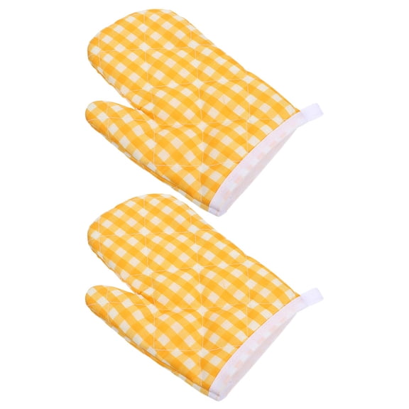 KONTONTY Yellow Polyester Oven Mitts Heat-Insulated for Kitchen Use 2Pcs