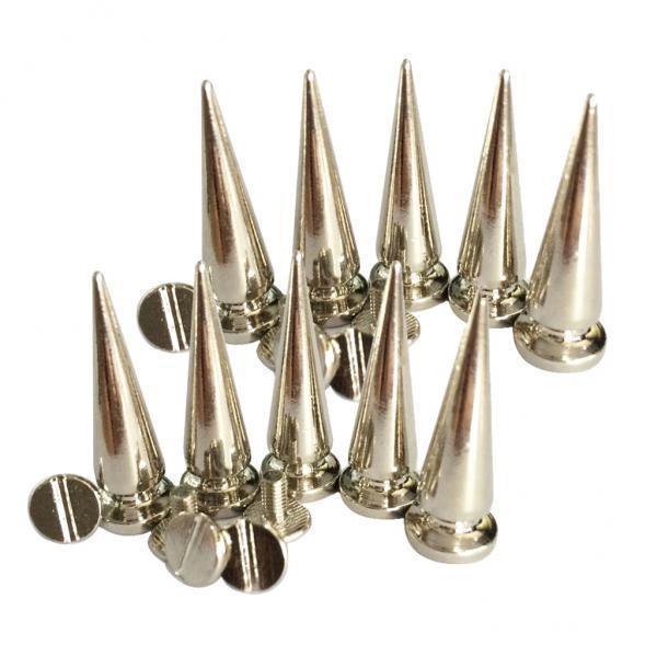 Remaches artesanales de cuero Hugo 10 piezas con pasador de cono de cobre Plata
