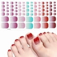 thumbnail image 2 of 22pcs Solid Color Toe Nail Sticker Wraps, Full Cover Self-Adhesive Toenail Polish Strips for DIY Summer Foot Decals, Long-Lasting & Easy Apply, 2 of 6