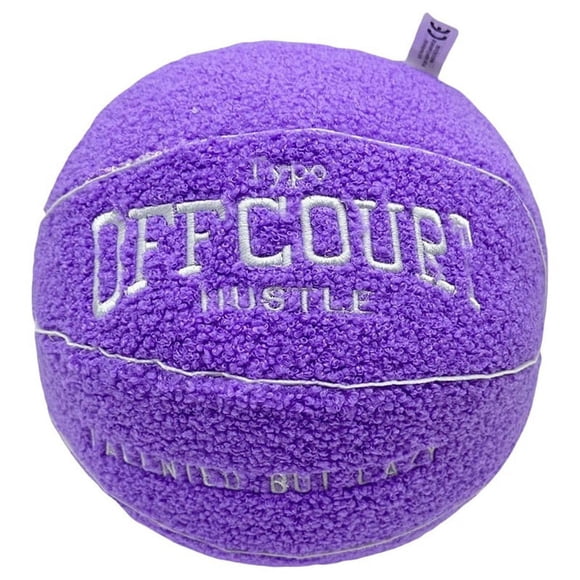 Offcourt Basketball Pillow, Basketball Shaped Pillow Teddy Fleece Embroidered Basketball Throw Pillow Fuzzy Plush Toy-B
