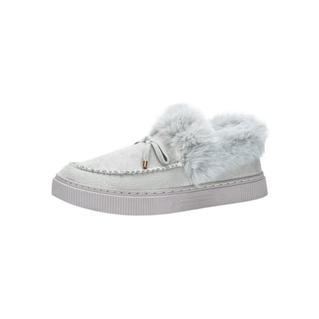 

Eloshman Womens Moccasin Slippers Non-Slip House Slipper Winter Warm Loafers Shoes Grey 5