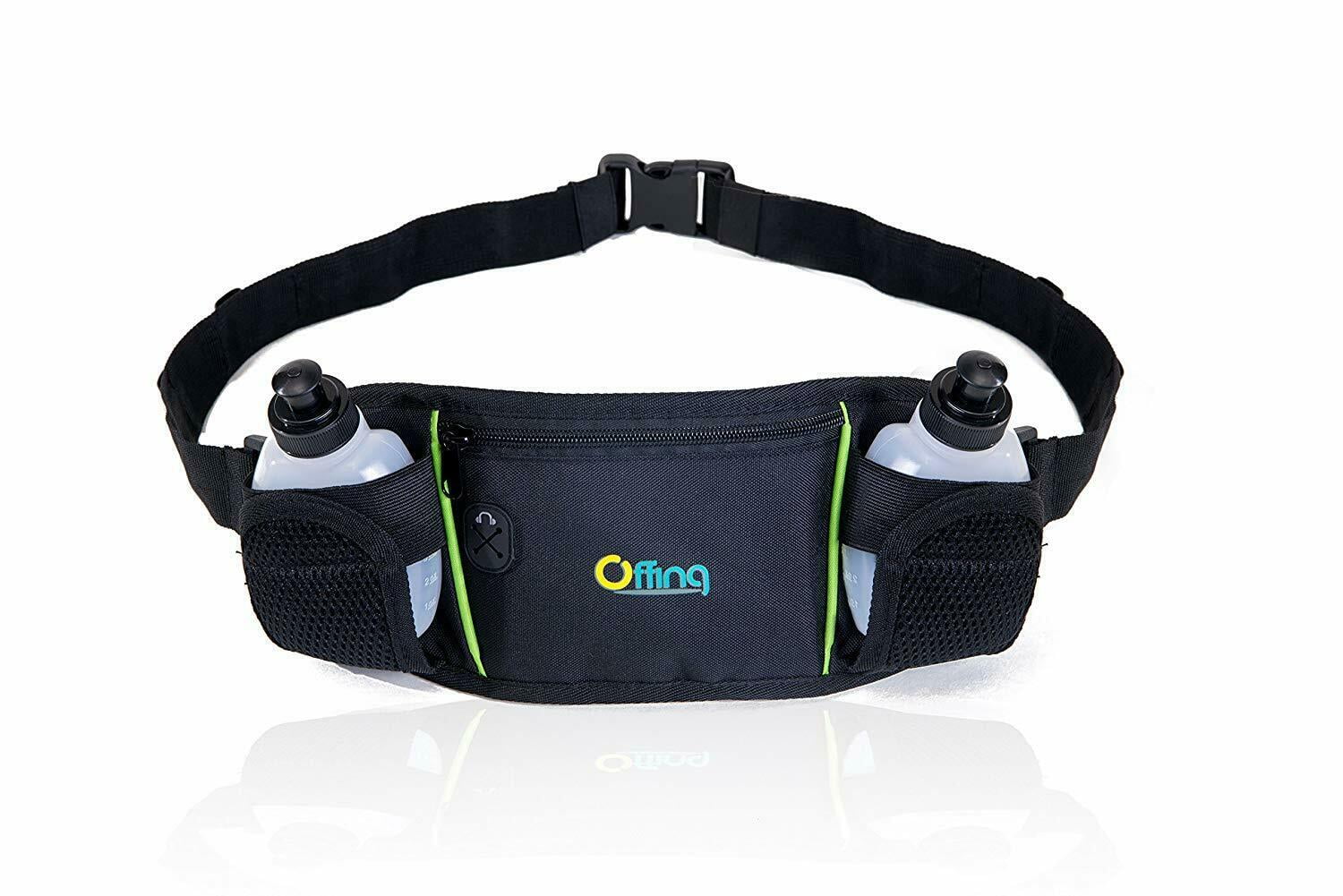 Running Belt With Water Bottle Waist Pack Zip Pockets For Camping Hiking Jogging 