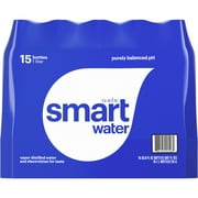 smartwater vapor distilled premium water bottles, 1 Liter, 15 Pack