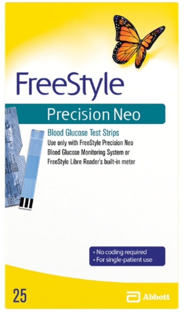 4 Pack FreeStyle Precision Neo Blood Glucose Test Strips, 25 ea