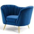 thumbnail image 3 of Armchair Accent Chair, Set of 2, Velvet, Blue Navy, Modern Contemporary Urban Design, Living Lounge Room Hotel Lobby Hospitality, 3 of 4