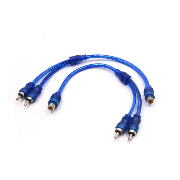 2Pcs 10.5 Inch Long Female to 2 Male RCA Splitter Adapter Car Audio Y Cable Wire