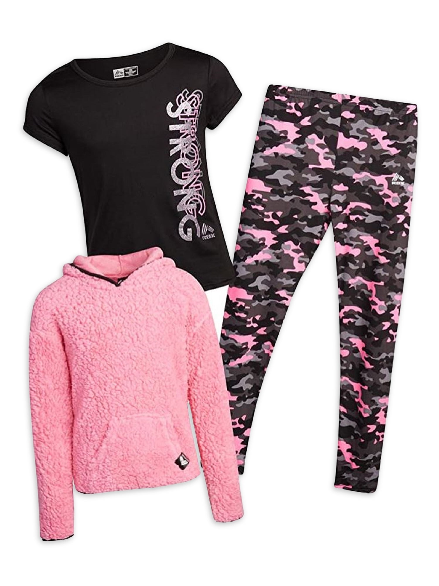 NEW Girls New York Camouflage Tracksuit Camo Top & Leggings Pink Green Age 7-13