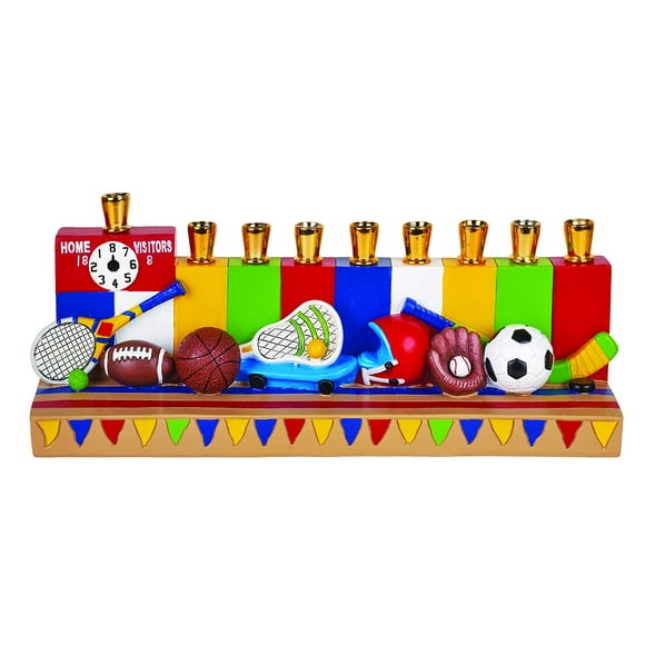 Aviv Judaica Hanukkah Sports Menorah (Baseball ,Basketball, Football, and more)