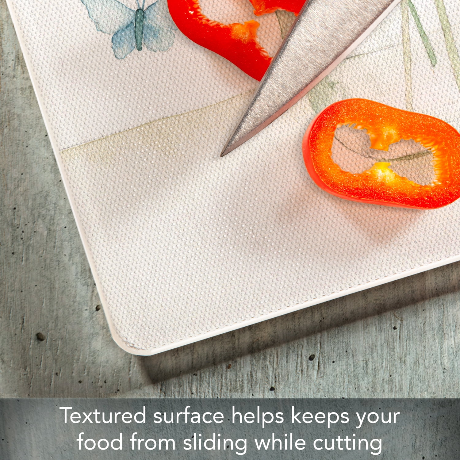 CounterArt Mason Jar Floral 3mm Tempered Glass Cutting Board 15" by 12"