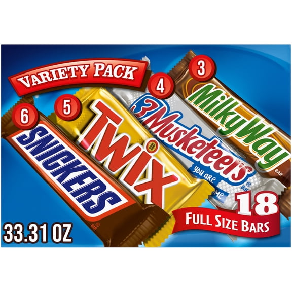 Snickers, Twix, Milky Way & More Assorted Milk Chocolate Candy Bars - 18 Bars