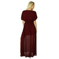 thumbnail image 4 of Bimba Women Long Maroon Dress Half Lined Kaftan & Beaded Neck Maxi With Side Slit, 4 of 5