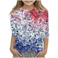 thumbnail image 2 of Xdegoge 4Th of July Clothes for Girls Boys Kids American Flag Shirt Stars Strips Usa Tee Shirt 3/4 Sleeve Summer Tops Raglan Crewneck Patriotic Shirts 4 Years Old Girl Gift, 2 of 5