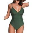 thumbnail image 1 of Traje de baño de una pieza para mujer con control de barriga y cuello en V, 1 of 5
