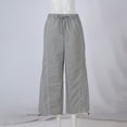 thumbnail image 6 of Womens Wide Leg Track Pants Drawstring High Rise Striped Elastic Waist Baggy Pants with Pockets Gray L, 6 of 9