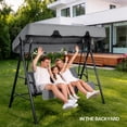 thumbnail image 6 of Outdoor Swing Set with Canopy & Cushion 250KG Weight Capacity Steel Frame Oxford Cloth Patio Swing for Garden Backyard Balcony, 6 of 8