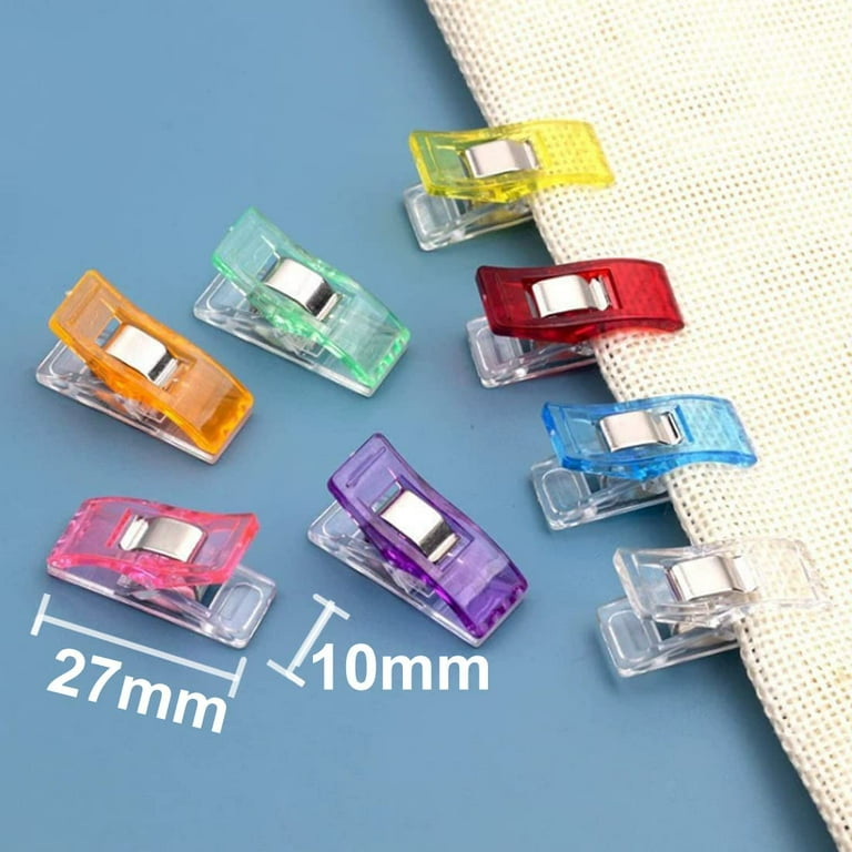 Sewing Clips, 100 Pcs with Plastic Box,Premium Multipurpose Quilting Clips  for Supplies Crafting Tools,Assorted Colors Plastic Clips for Crafts,  Plastic Clip for Craft,Sew Clip,Assorted Bright Colors 