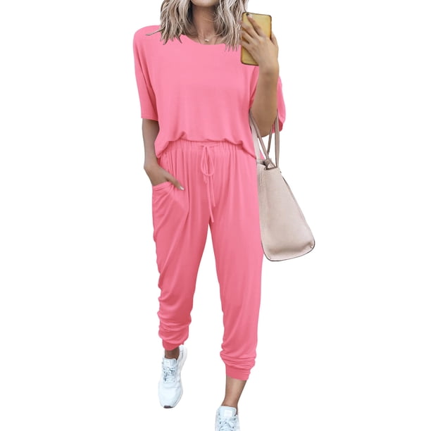 Conjunto de Chándal PRETTYGARDEN para Mujer Dos Piezas Rosa XXL
