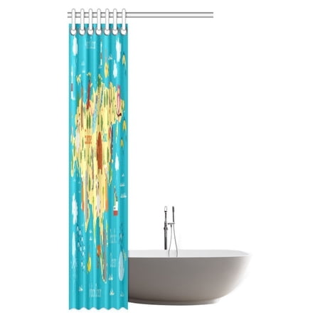 Pop Kids Bathroom Wanderlust Decor Shower Curtain Animal Map Of The World For Children And Kids Cartoon Mountains Forests Bathroom Decor Set 36x72 Inch Walmart Canada