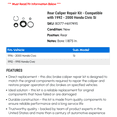thumbnail image 2 of Rear Caliper Repair Kit - Compatible with 1992 - 2000 Honda Civic Si - Dorman, 2 of 2